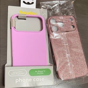 Pink iPhone 17 Pro Max Phone Case bundle